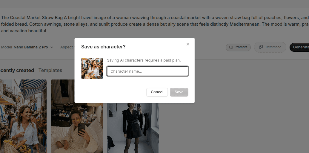 organized library of saved AI avatar characters for repeat marketing use