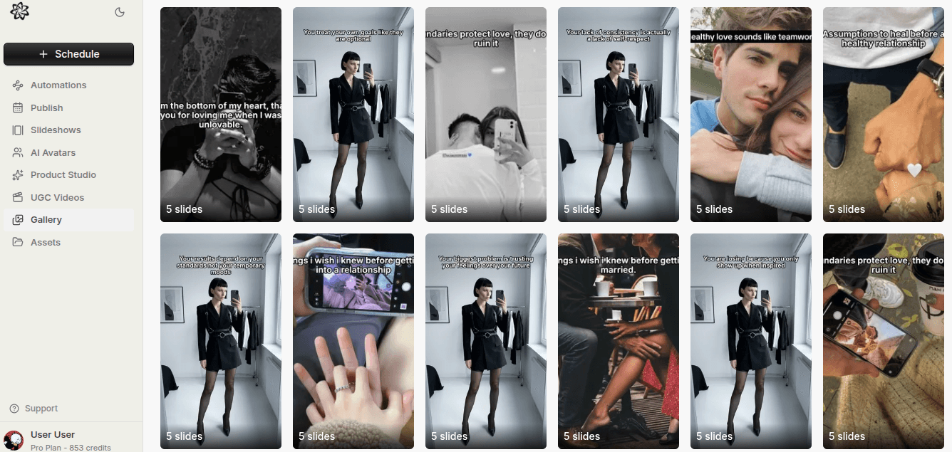 one product angle expanded into several slideshow variations