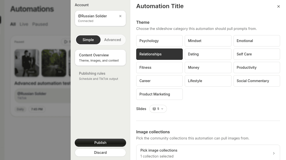 brand TikTok workflow with automated scheduling and manual creative review