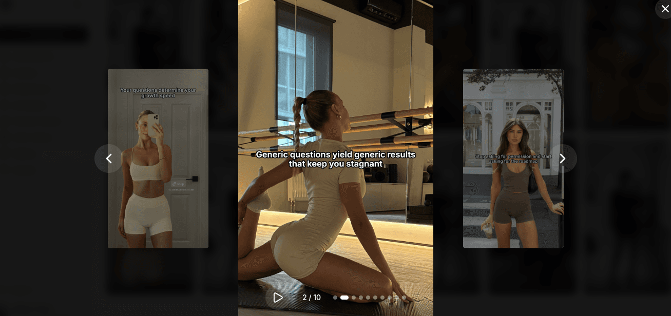 slideshow post preview beside a UGC video preview