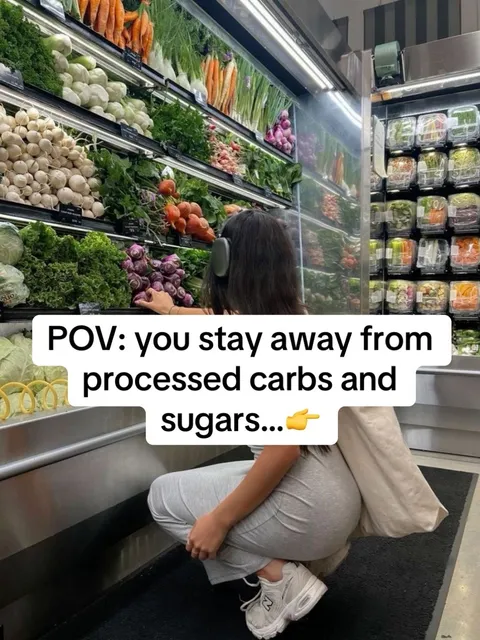 TikTok slideshow cover: POV: Avoiding Processed Carbs and Sugars