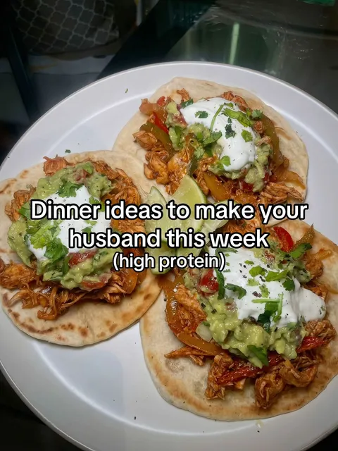 TikTok slideshow cover: Dinner ideas to make your husband this week (high protein)