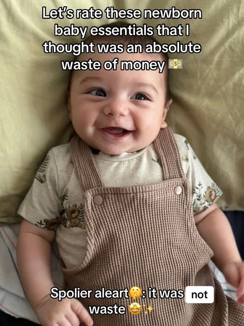 TikTok slideshow cover: Let's rate these newborn baby essentials that I thought was an absolute waste of money