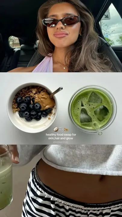 TikTok slideshow cover: Healthy food swap for skin, hair and glow