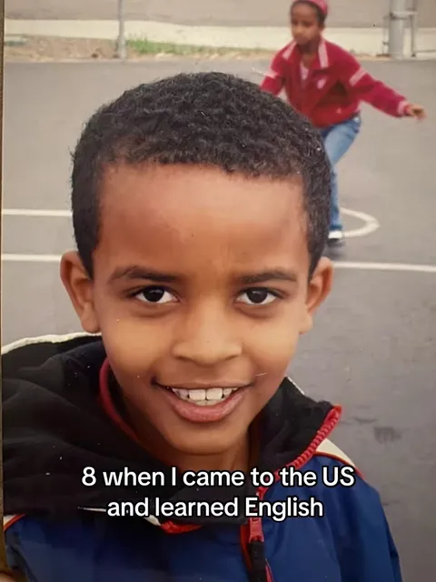TikTok slideshow cover: Learning English at age 8