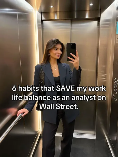 TikTok slideshow cover: Work-life balance habits for Wall Street analysts