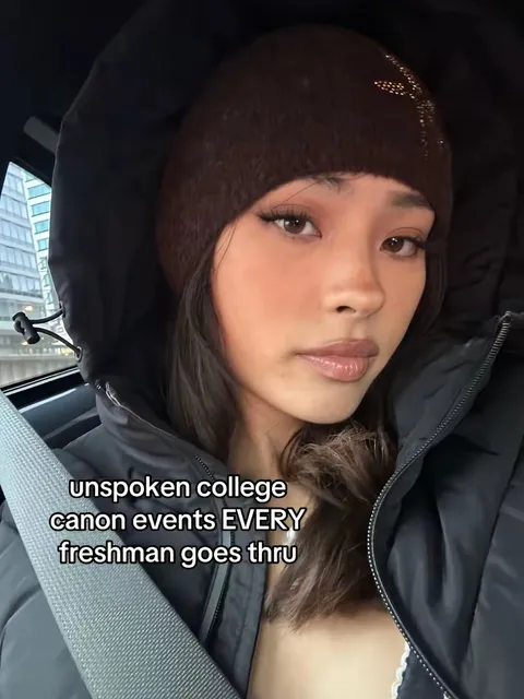 TikTok slideshow cover: unspoken college canon events EVERY freshman goes thru