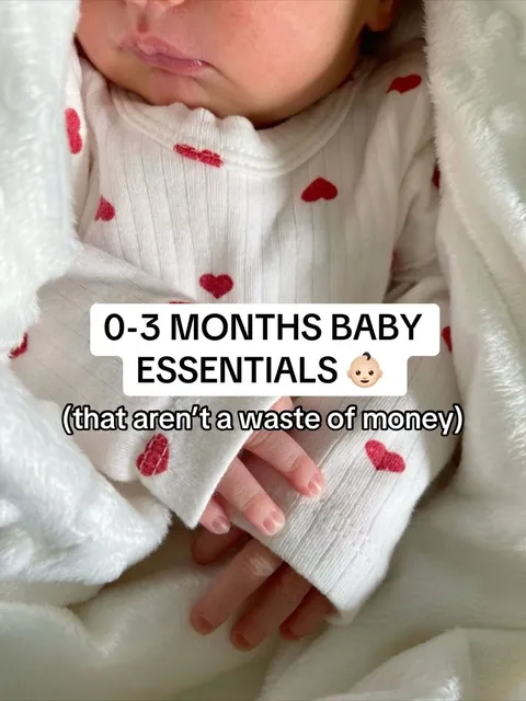 TikTok slideshow cover: 0-3 MONTHS BABY ESSENTIALS (that aren't a waste of money)