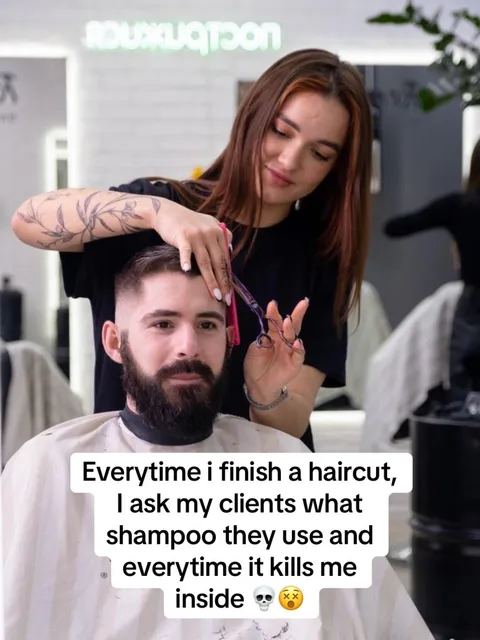 TikTok slideshow cover: Hairdresser's Shampoo Dilemma