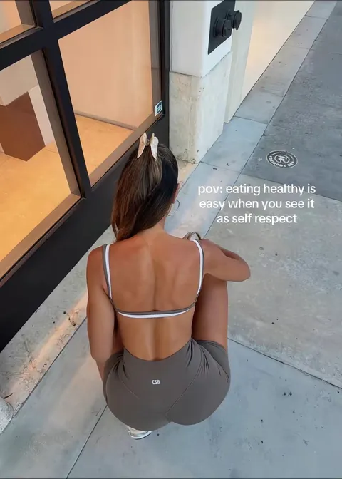 TikTok slideshow cover: POV: eating healthy is easy when you see it as self respect