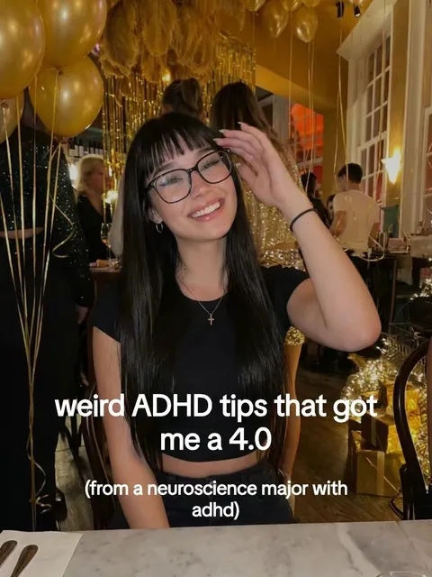 TikTok slideshow cover: weird ADHD tips that got me a 4.0