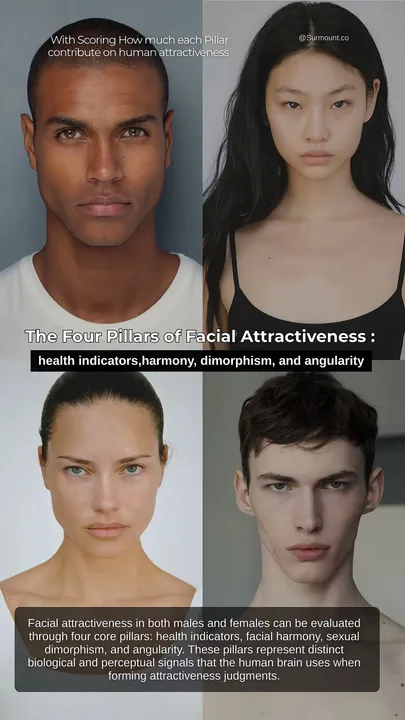TikTok slideshow cover: The Four Pillars of Facial Attractiveness