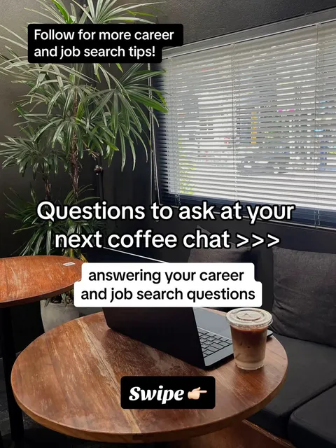 TikTok slideshow cover: Questions to ask at your next coffee chat