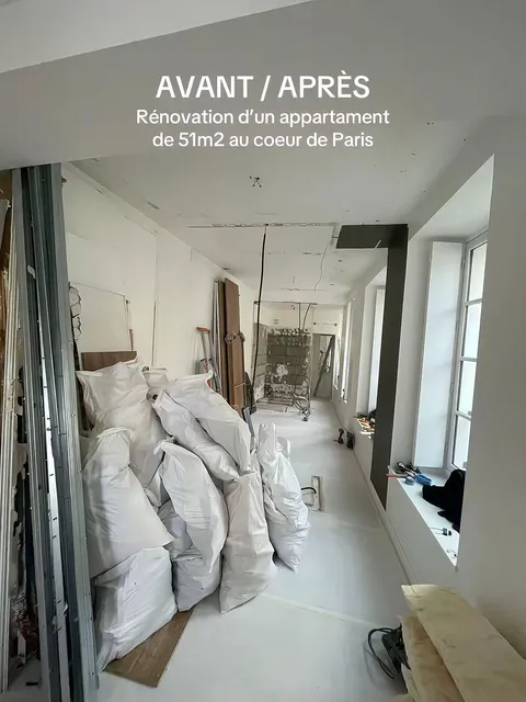 TikTok slideshow cover: AVANT / APRÈS Rénovation d'un appartement de 51m2 au coeur de Paris