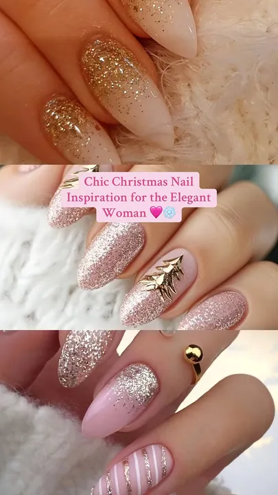 TikTok slideshow cover: Chic Christmas Nail Inspiration for the Elegant Woman