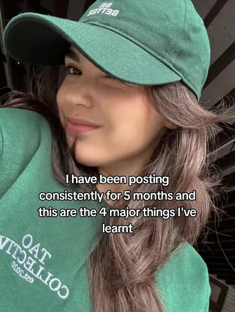 TikTok slideshow cover: I have been posting consistently for 5 months and this are the 4 major things I've learnt