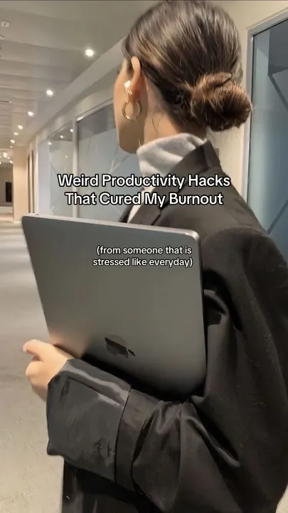 TikTok slideshow cover: Weird Productivity Hacks That Cured My Burnout