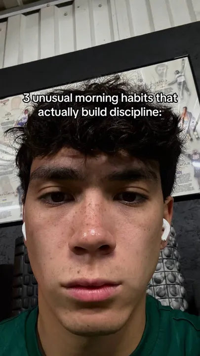 TikTok slideshow cover: 3 unusual morning habits that actually build discipline