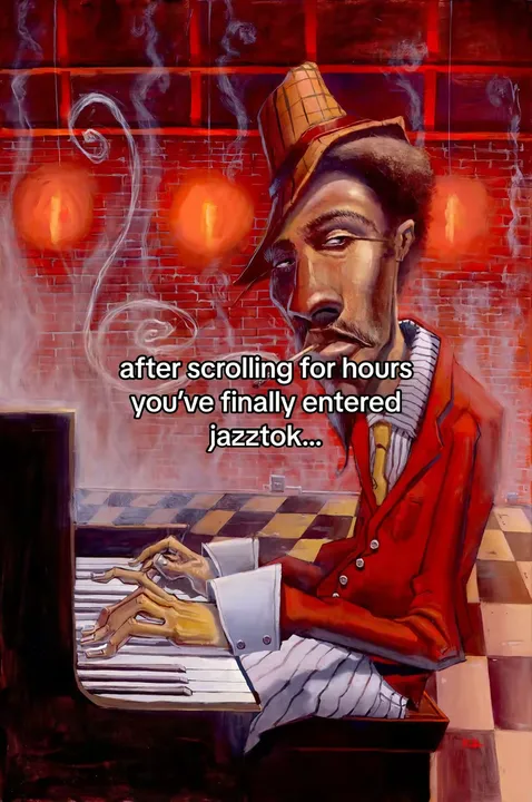 TikTok slideshow cover: after scrolling for hours you've finally entered jazztok...