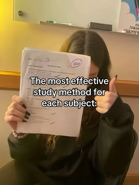 TikTok slideshow cover: The most effective study method for each subject