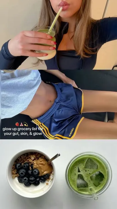 TikTok slideshow cover: Glow up grocery list for your gut, skin, & glow