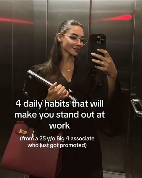 TikTok slideshow cover: 4 daily habits to stand out at work
