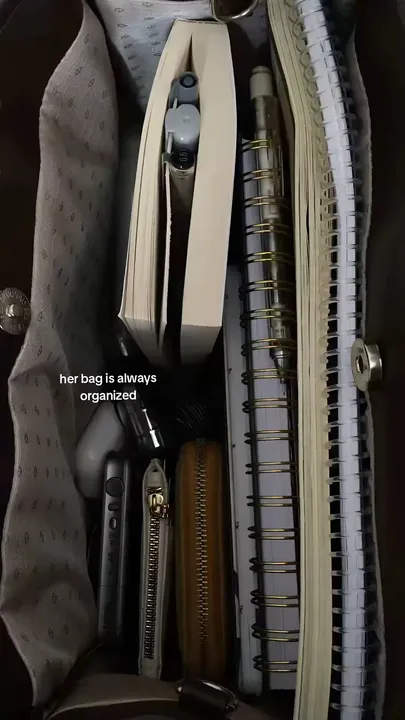 TikTok slideshow cover: her bag is always organized