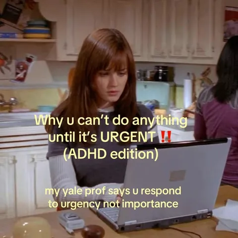 TikTok slideshow cover: Why u can't do anything until it's URGENT!! (ADHD edition)
