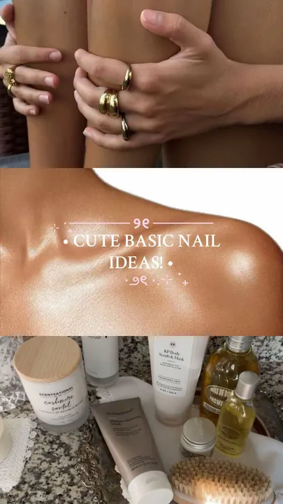 TikTok slideshow cover: CUTE BASIC NAIL IDEAS!