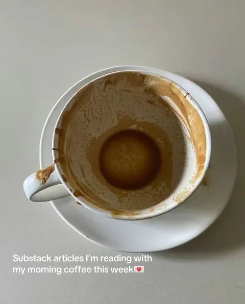 TikTok slideshow cover: Substack articles and morning coffee