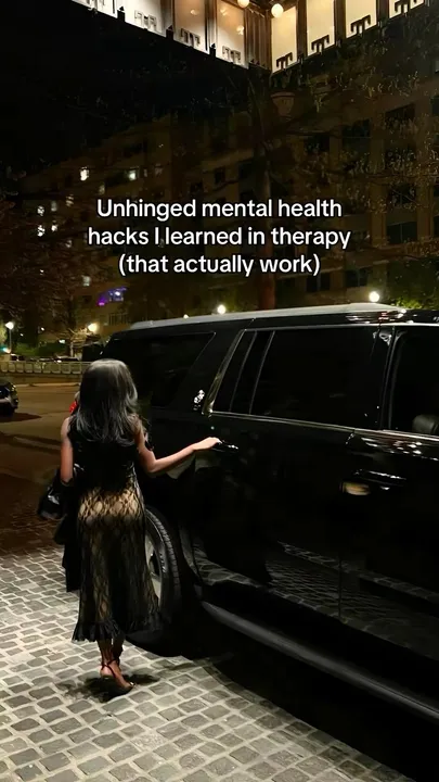 TikTok slideshow cover: Unhinged mental health hacks I learned in therapy (that actually work)