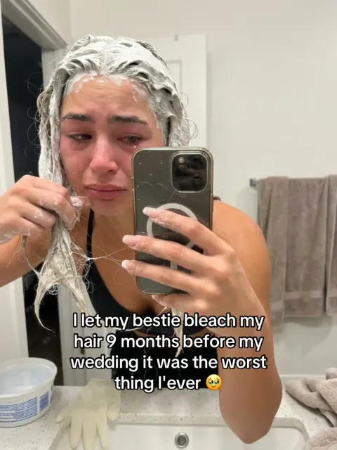 TikTok slideshow cover: Hair Bleaching Regret