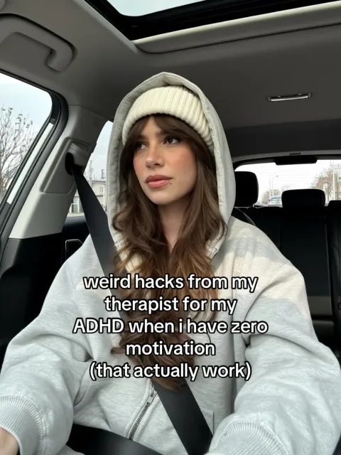 TikTok slideshow cover: weird hacks from my therapist for my ADHD