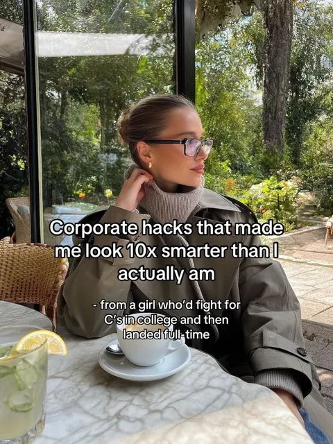 TikTok slideshow cover: Corporate Hacks for Looking Smarter