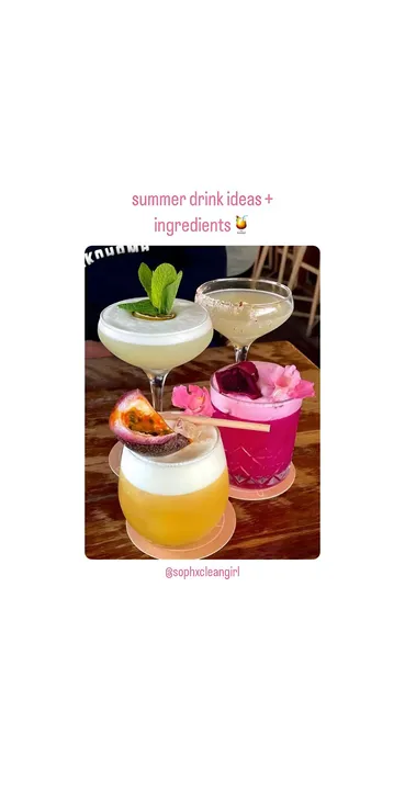 TikTok slideshow cover: summer drink ideas + ingredients 🍹