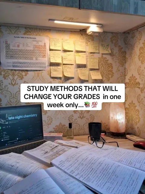 TikTok slideshow cover: STUDY METHODS THAT WILL CHANGE YOUR GRADES in one week only...