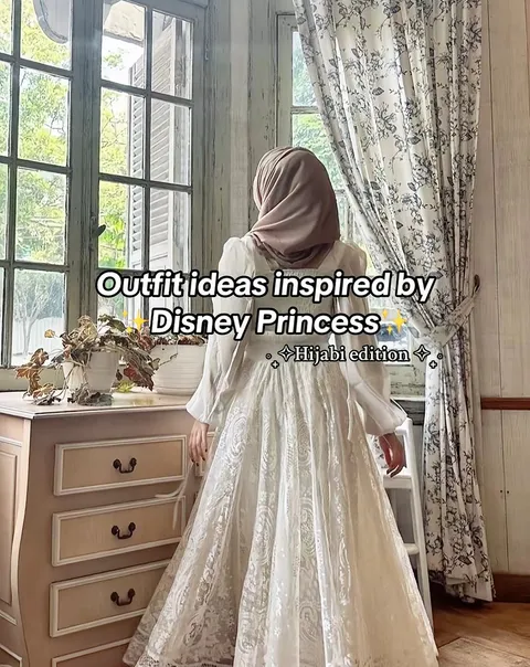 TikTok slideshow cover: Outfit ideas inspired by Disney Princess: Hijabi edition