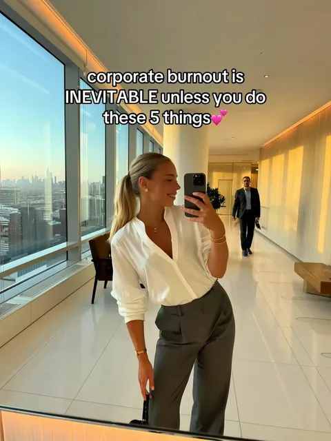 TikTok slideshow cover: corporate burnout is INEVITABLE unless you do these 5 things