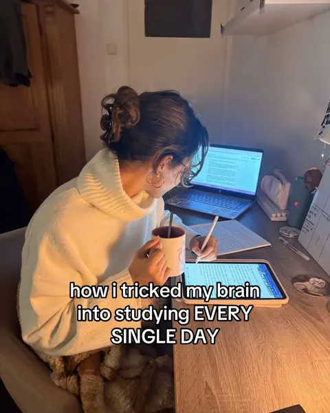 TikTok slideshow cover: How I Tricked My Brain Into Studying Every Single Day