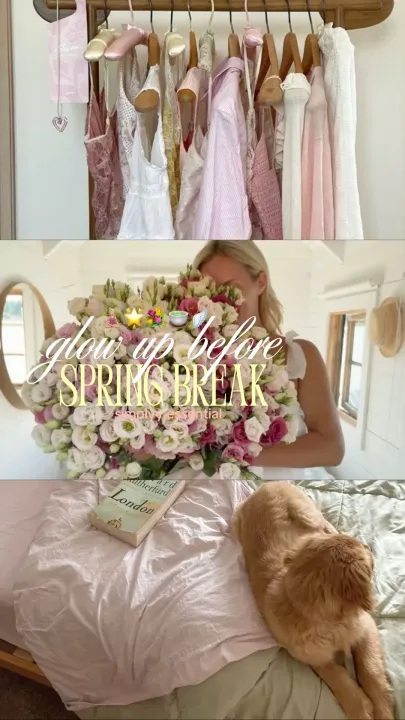 TikTok slideshow cover: glow up before SPRING BREAK
