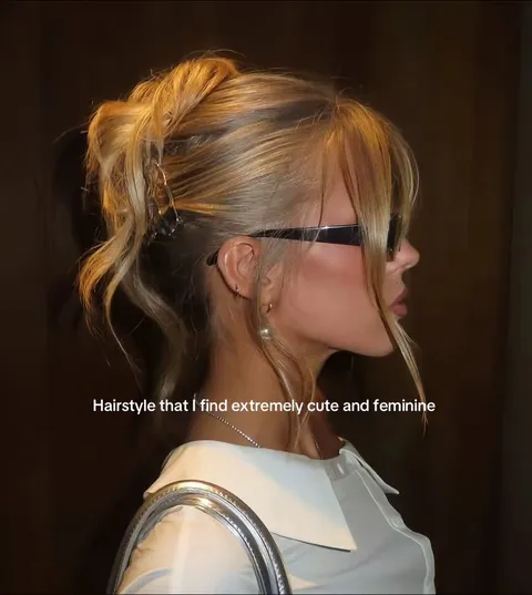 TikTok slideshow cover: Cute and Feminine Hairstyle