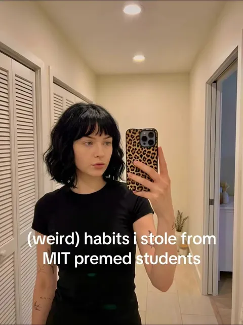 TikTok slideshow cover: (weird) habits i stole from MIT premed students