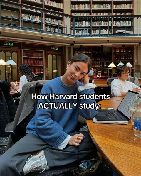 TikTok slideshow cover: How Harvard students ACTUALLY study: