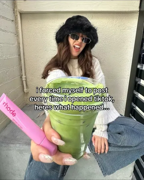 TikTok slideshow cover: I forced myself to post every time I opened TikTok, heres what happened...