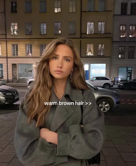 TikTok slideshow cover: Warm brown hair