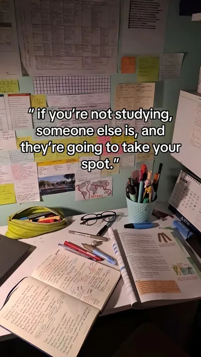 TikTok slideshow cover: if you're not studying, someone else is, and they're going to take your spot.