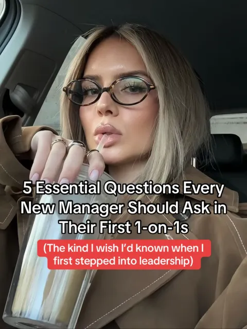 TikTok slideshow cover: Essential Questions for New Managers