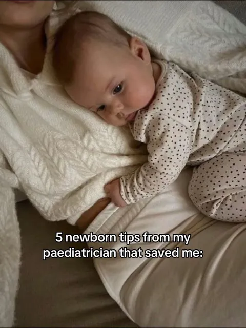 TikTok slideshow cover: 5 newborn tips from my paediatrician that saved me