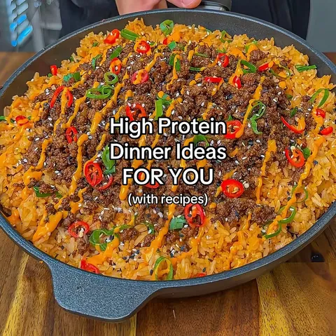 TikTok slideshow cover: High Protein Dinner Ideas FOR YOU (with recipes)