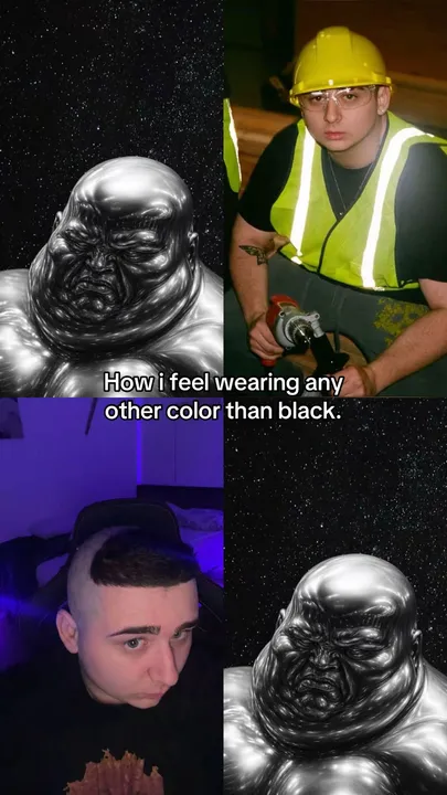 TikTok slideshow cover: How I feel wearing any other color than black